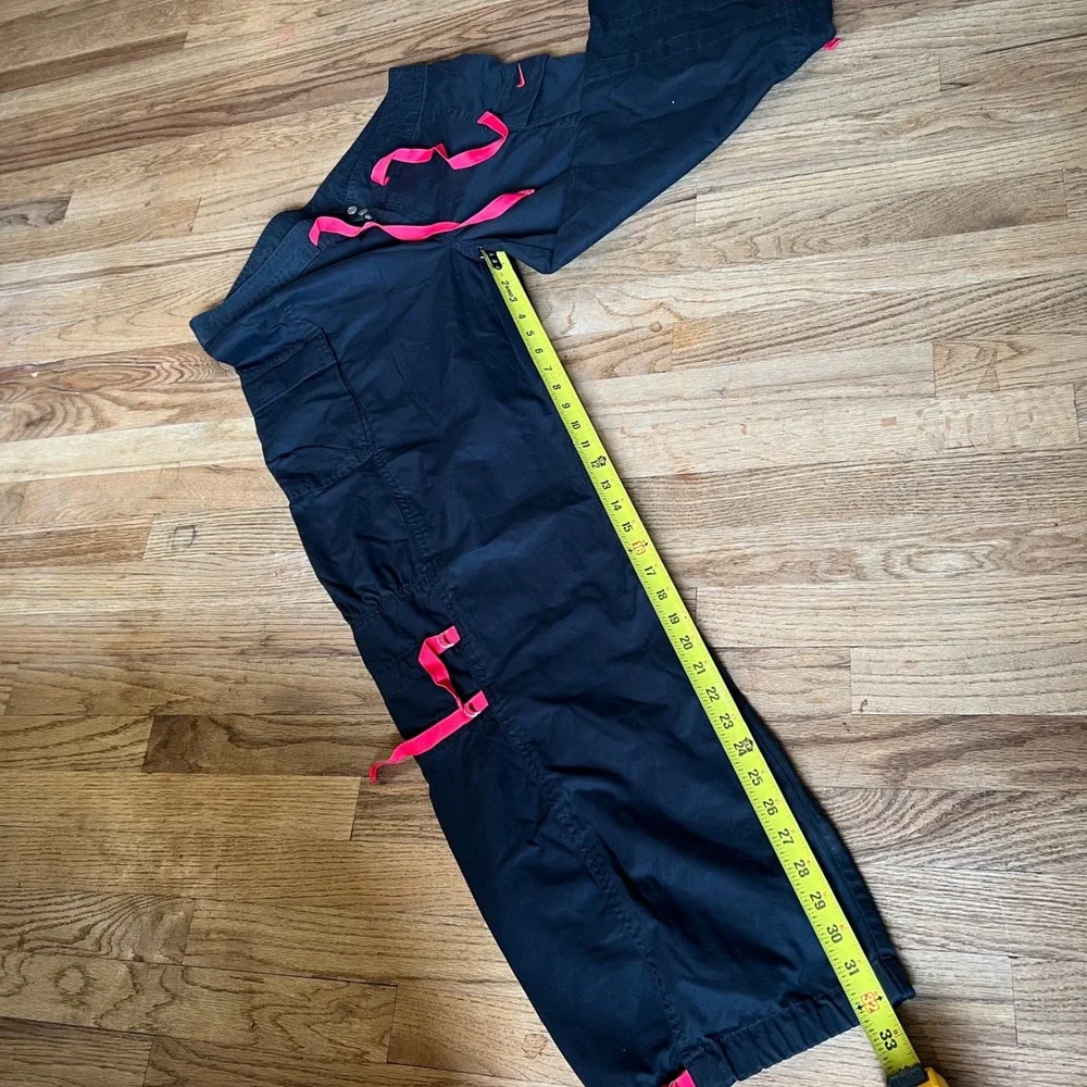 Nike Vintage Cargo Pants Black Pink Ribbon Y2K Wide Leg Utility Trousers Large
